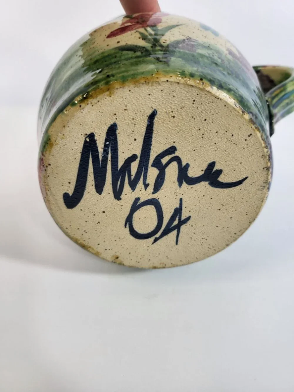 Malsnee Art Pottery‎ Dragonfly Pitcher, Signed Georgia Folk Art Stoneware Vase